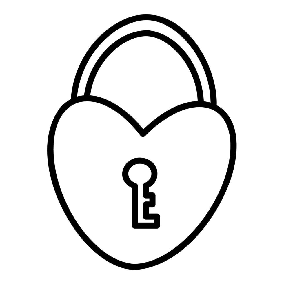 Cute doodle the padlock from the collection of girly stickers. Cartoon white and black vector illustration.