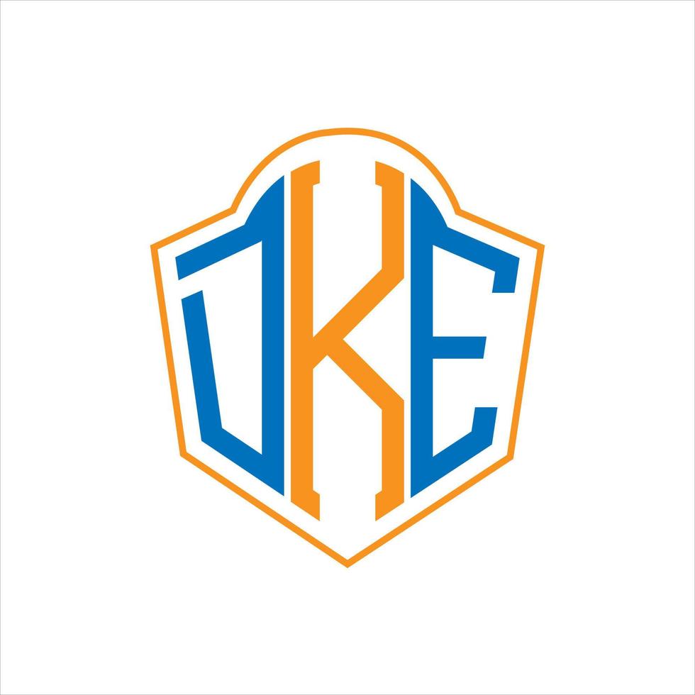 DKE abstract monogram shield logo design on white background. DKE creative initials letter logo.DKE abstract monogram shield logo design on white background. DKE creative initials letter logo. vector