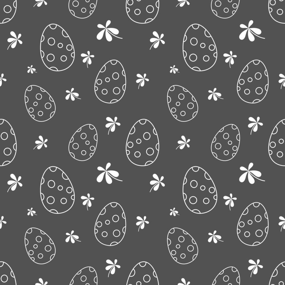 Easter eggs polka dot circle seamless pattern monochrome background color style floral decoration. vector