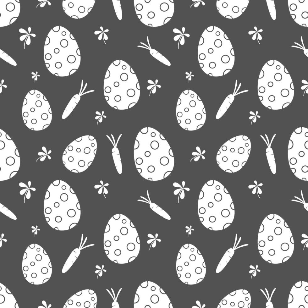 Easter eggs polka dot circle seamless pattern monochrome background color decoration floral and carrot, tile pattern, striped shirt, gift wrapping paper. vector