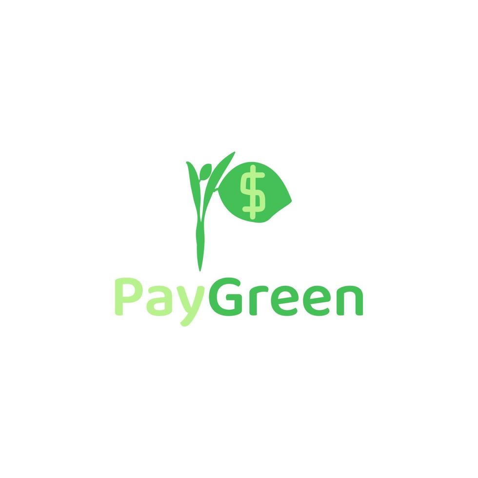 Payment application logo in the form of a combined leaf and currency, and forms the letter P. vector