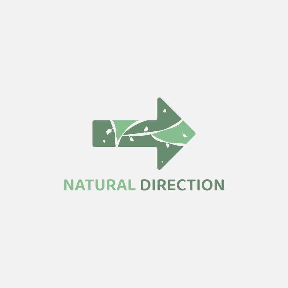 Right pointing arrow logo mixed with botanical pattern. vector