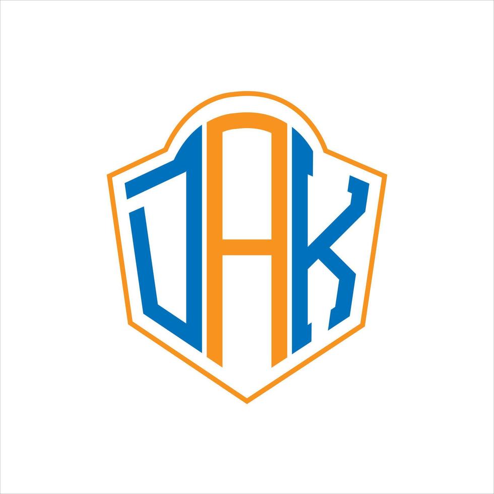 DAK abstract monogram shield logo design on white background. DAK creative initials letter logo. vector