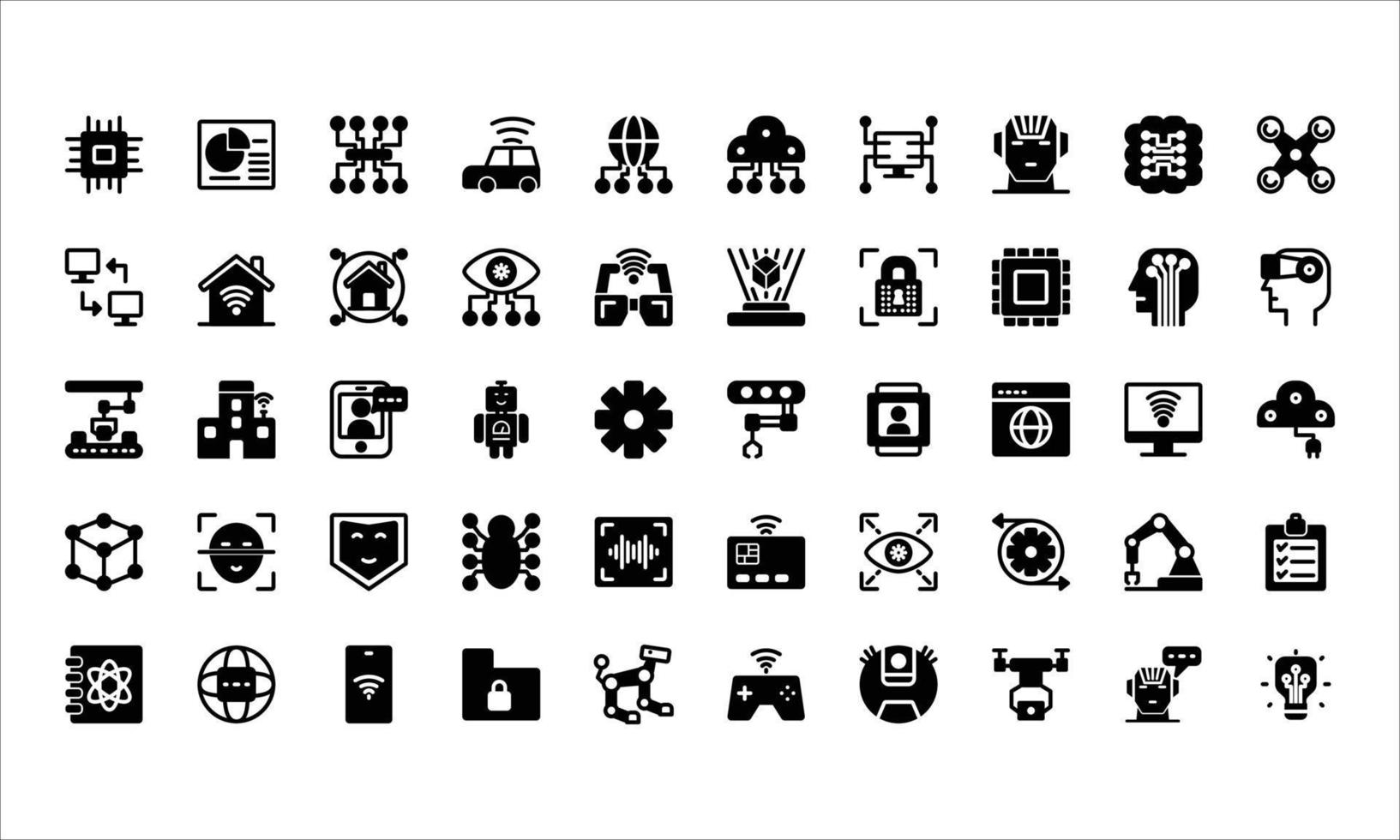 set of icons about artificial intelligence. solid icon vector