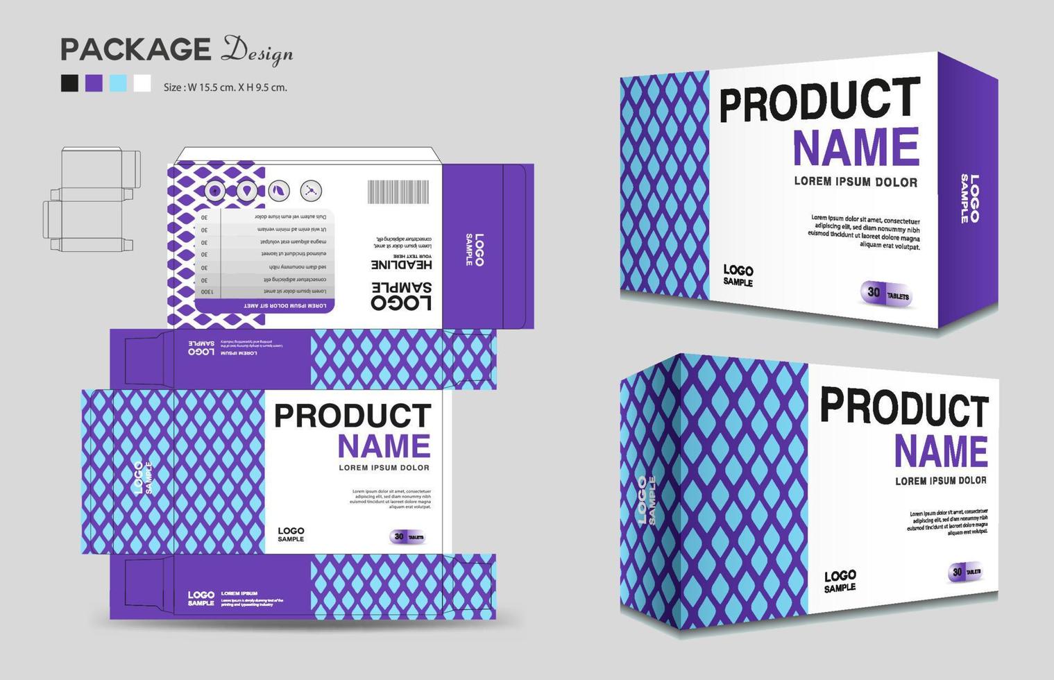 Cosmetic box design, Supplements box template, Package design template, 3d Box Packaging design, cosmetic label, medical label, soap label, packaging design vector, Package boxes mockup vector