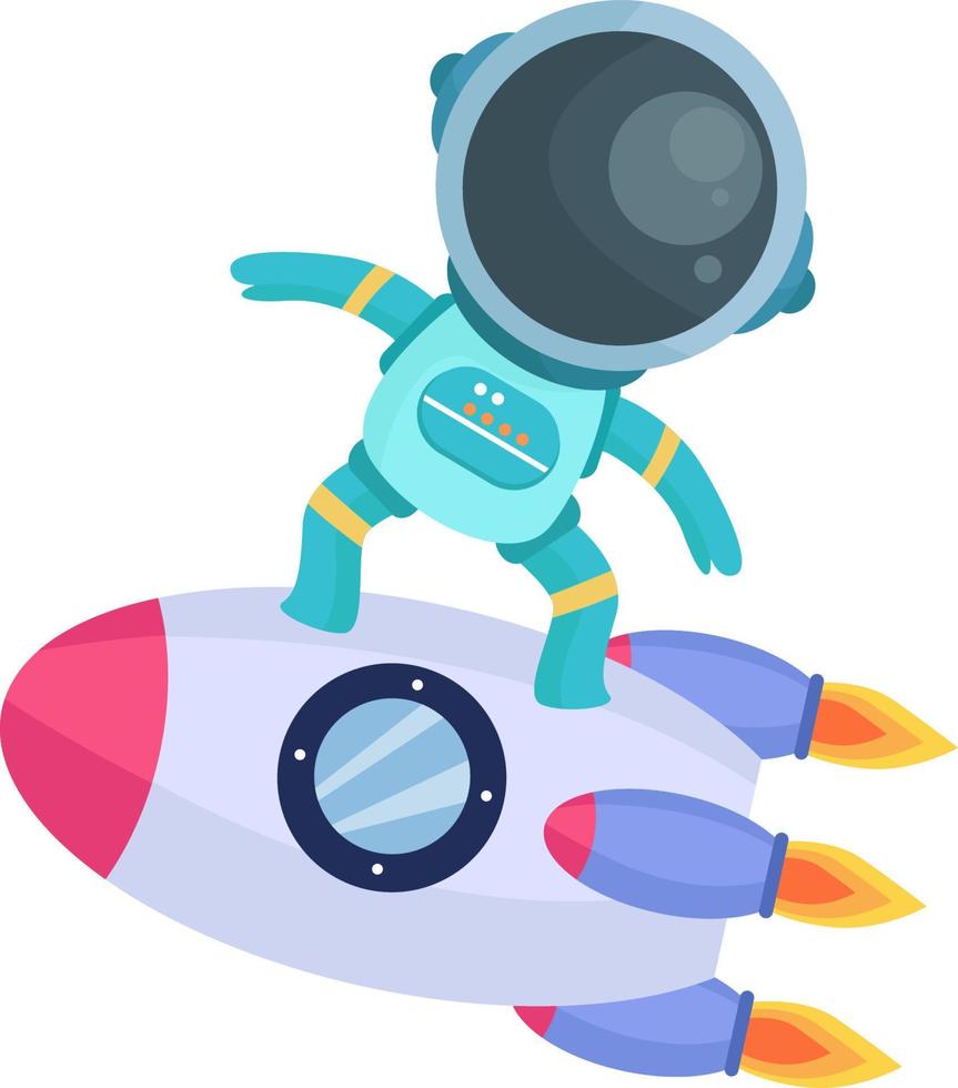 astronaut character in cute cartoon style vector