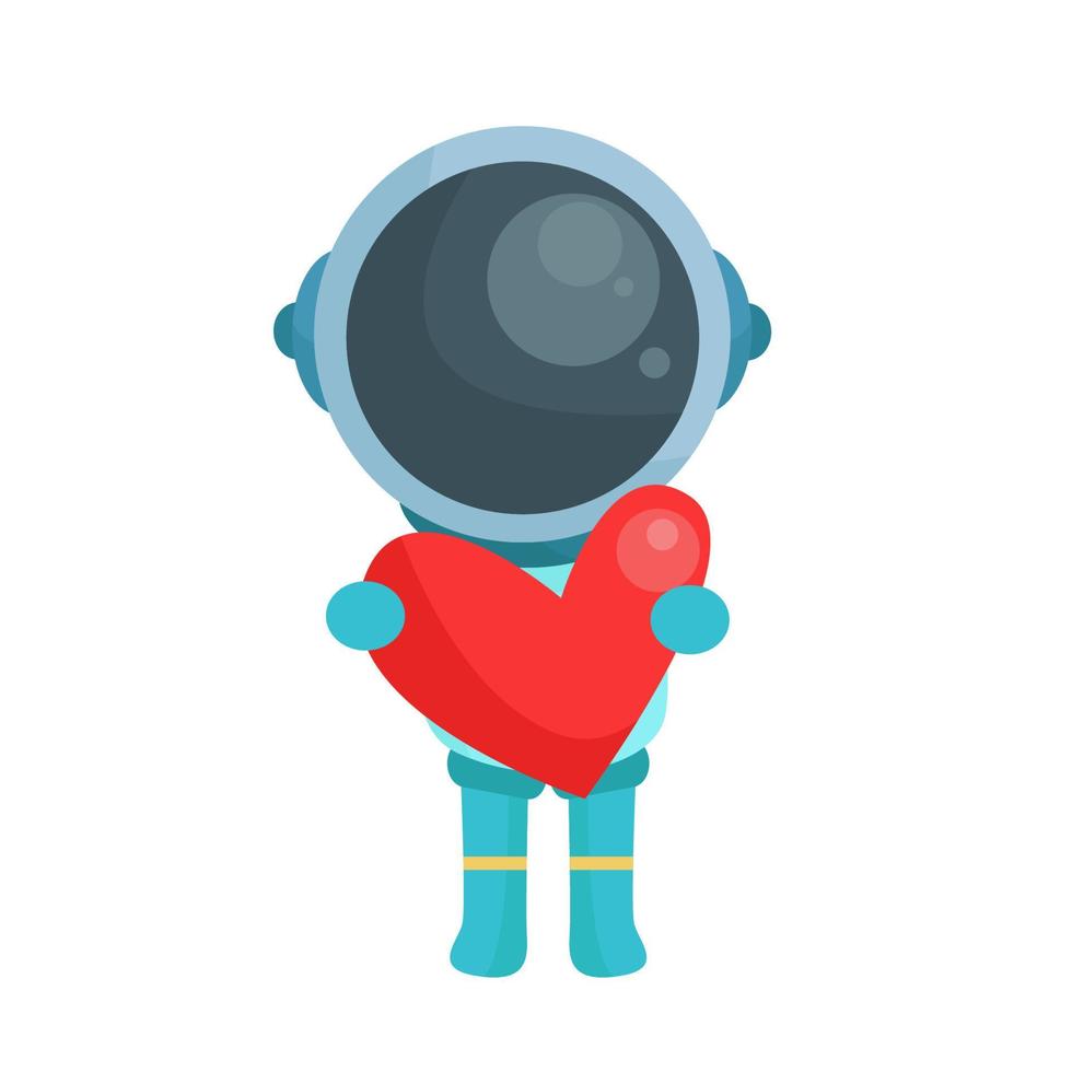 character astronaut holding love in cute cartoon style vector