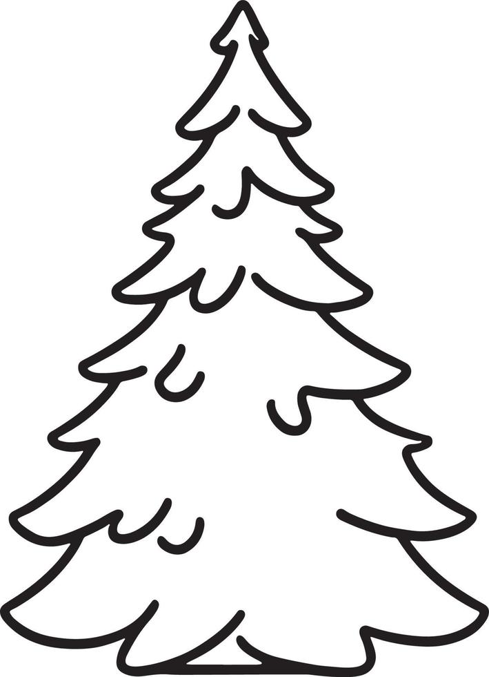 Minimalist Hand-Drawn Pine Tree Illustration in Flat Design Style vector