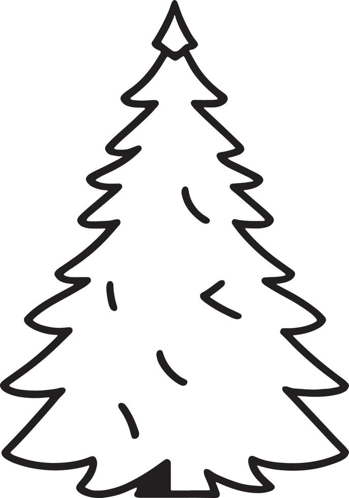 Minimalist Hand-Drawn Pine Tree Illustration in Flat Design Style vector