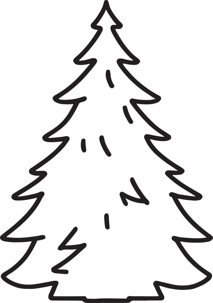 Minimalist Hand-Drawn Pine Tree Illustration in Flat Design Style vector