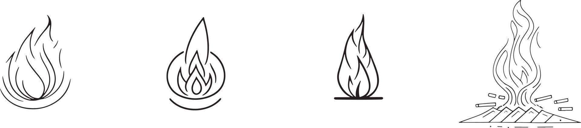 Simple Hand-Drawn Bonfire Outline in Flat Design vector