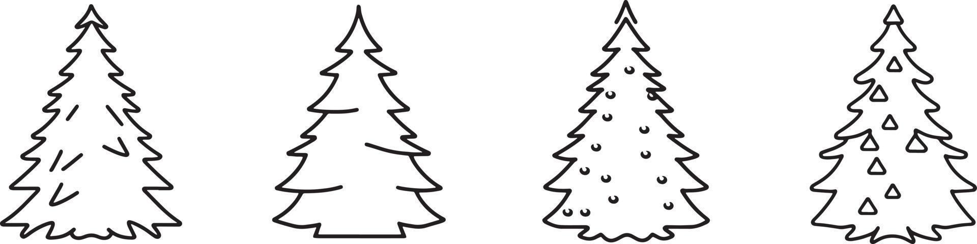 Minimalist Hand-Drawn Pine Tree Illustration in Flat Design Style vector