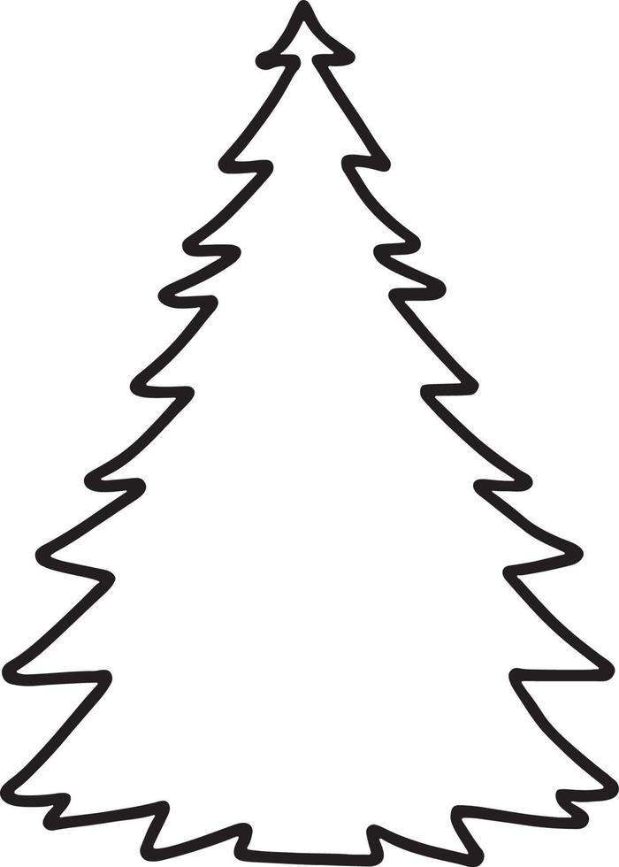 Minimalist Hand-Drawn Pine Tree Illustration in Flat Design Style vector