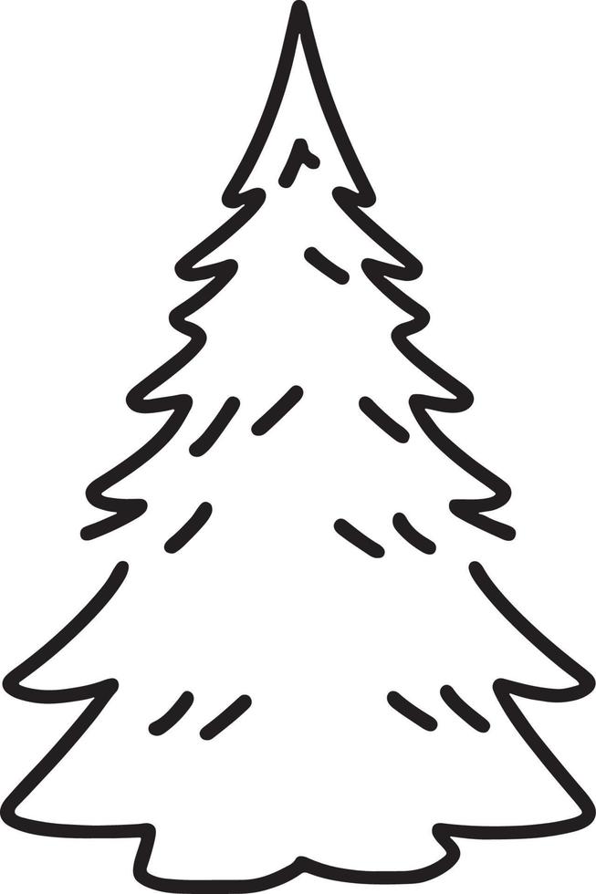 Minimalist Hand-Drawn Pine Tree Illustration in Flat Design Style vector