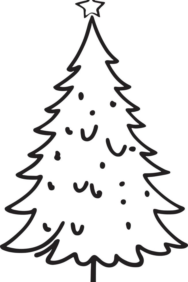 minimalista dibujado a mano pino árbol ilustración en plano diseño estilo vector