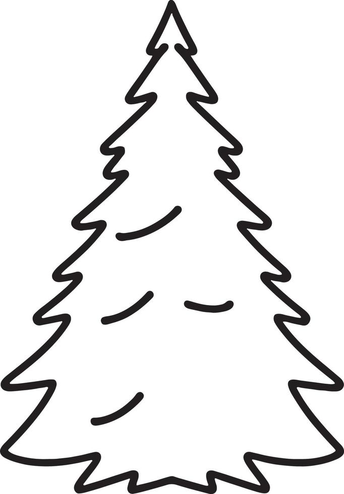 Minimalist Hand-Drawn Pine Tree Illustration in Flat Design Style vector