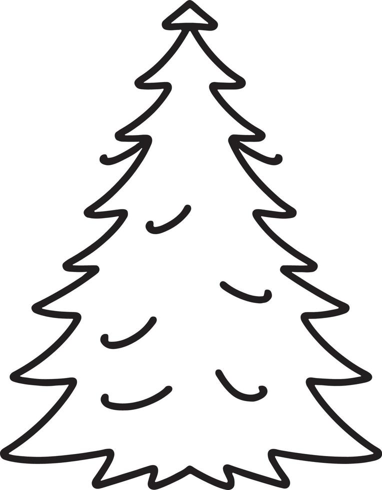 Minimalist Hand-Drawn Pine Tree Illustration in Flat Design Style vector