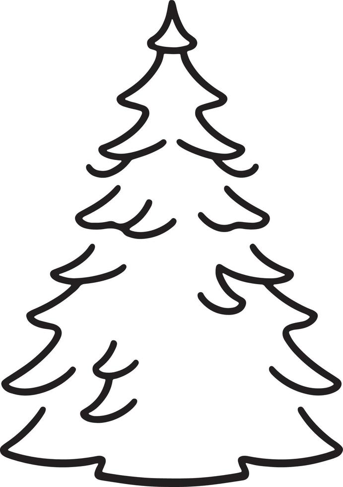 Minimalist Hand-Drawn Pine Tree Illustration in Flat Design Style vector