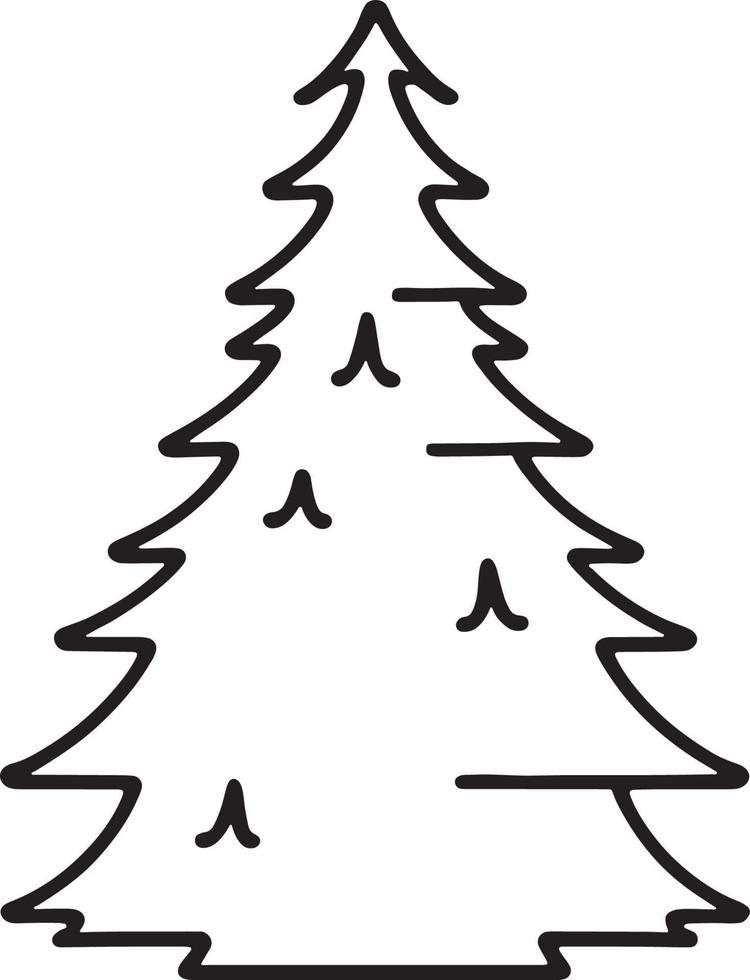 Minimalist Hand-Drawn Pine Tree Illustration in Flat Design Style vector