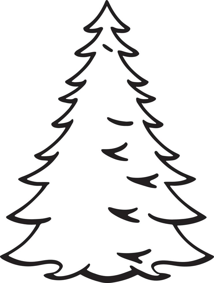 Minimalist Hand-Drawn Pine Tree Illustration in Flat Design Style vector