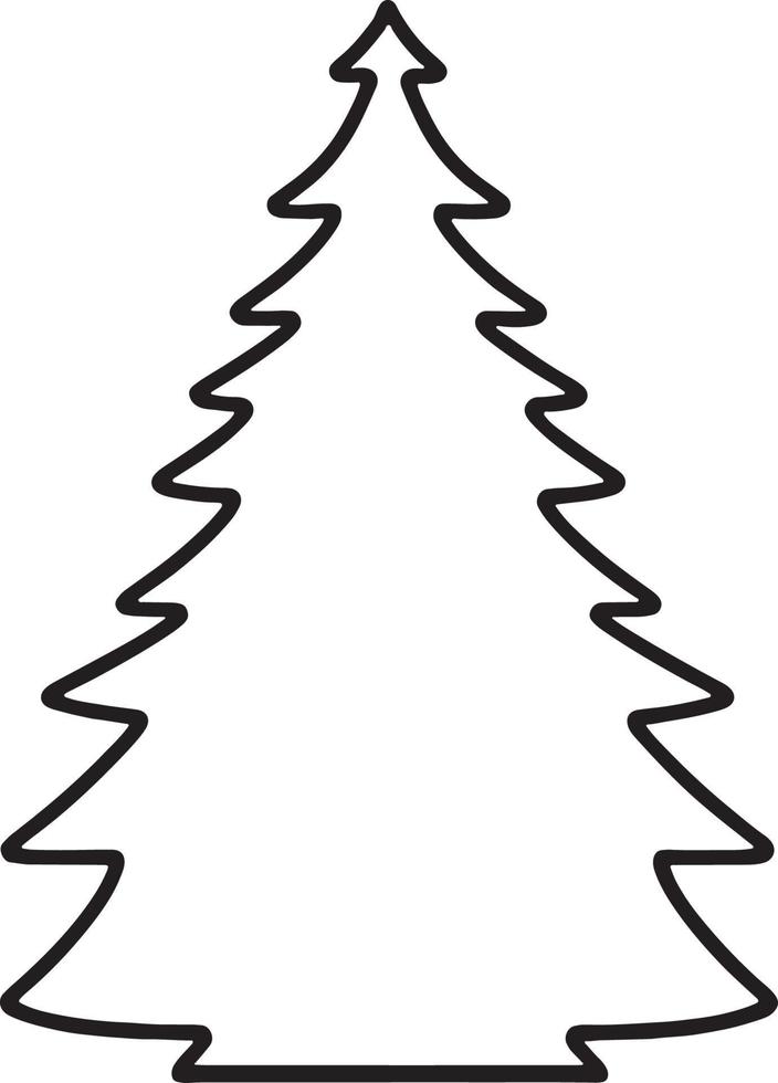 Minimalist Hand-Drawn Pine Tree Illustration in Flat Design Style vector