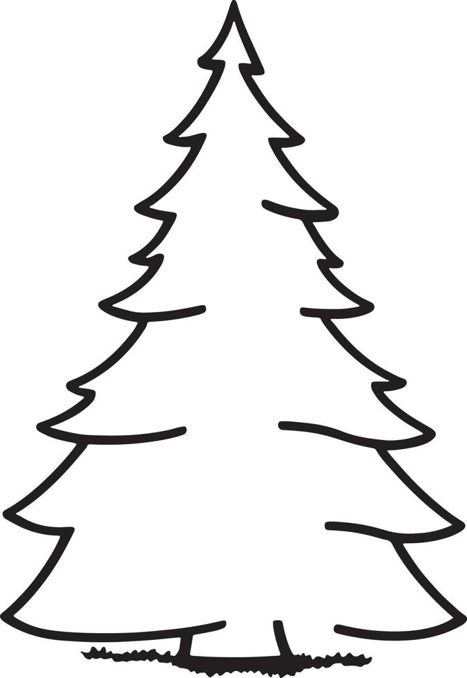 Minimalist Hand-Drawn Pine Tree Illustration in Flat Design Style vector