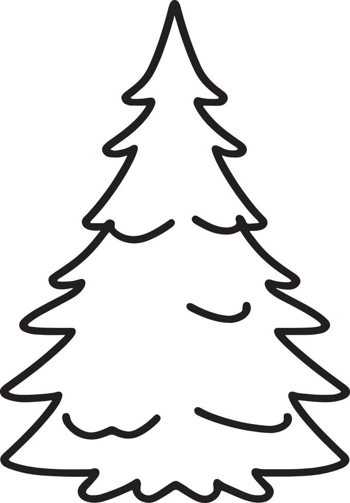 Minimalist Hand-Drawn Pine Tree Illustration in Flat Design Style vector