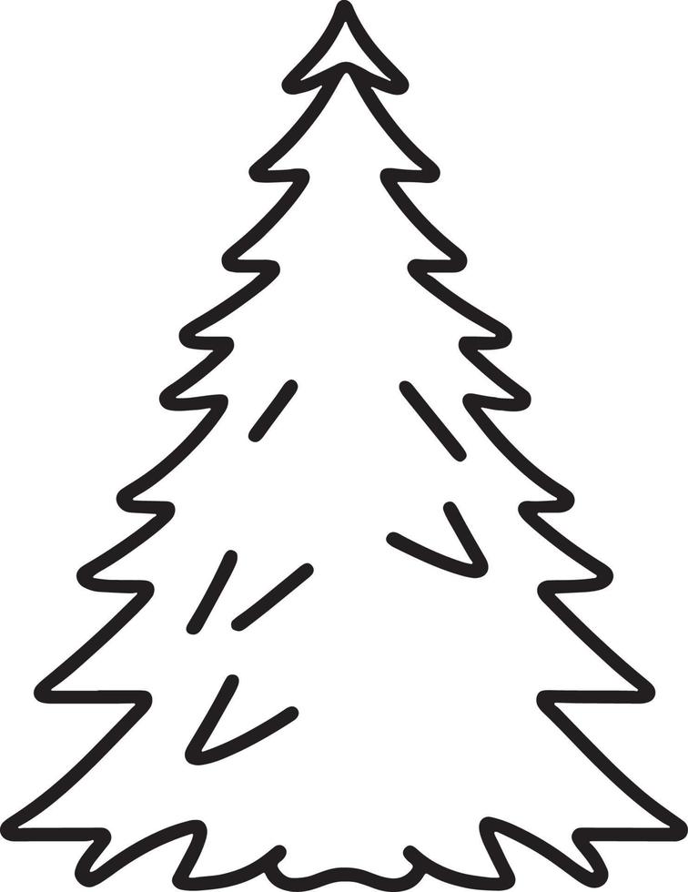 Minimalist Hand-Drawn Pine Tree Illustration in Flat Design Style vector