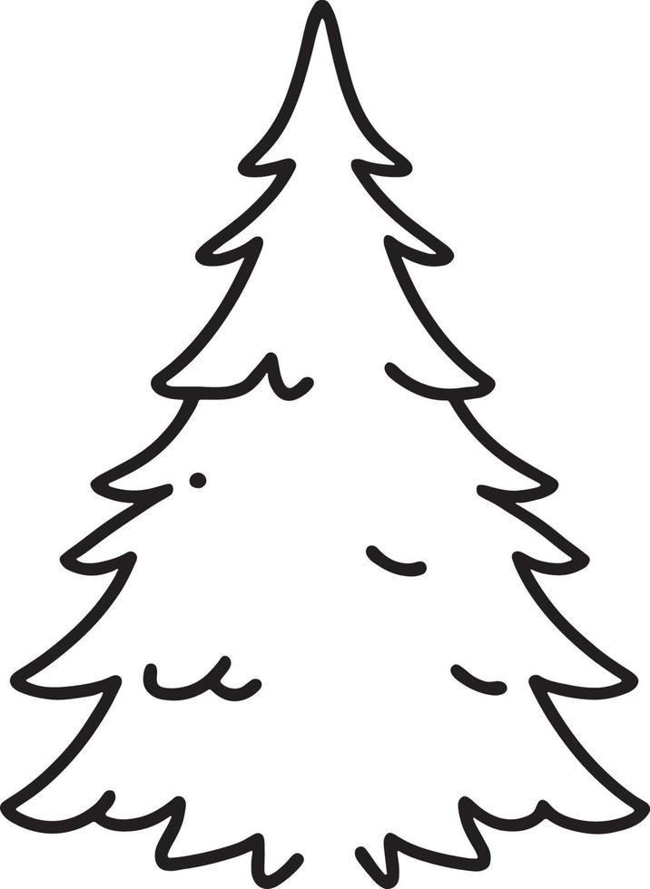 Minimalist Hand-Drawn Pine Tree Illustration in Flat Design Style vector