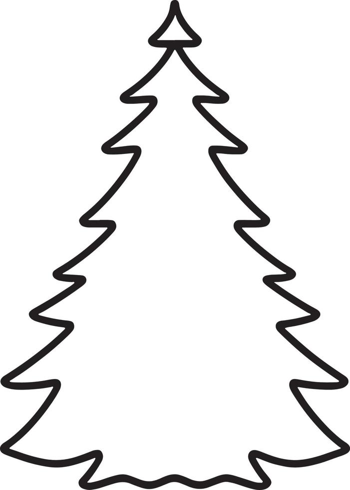 Minimalist Hand-Drawn Pine Tree Illustration in Flat Design Style vector
