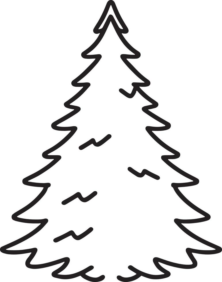 Minimalist Hand-Drawn Pine Tree Illustration in Flat Design Style vector