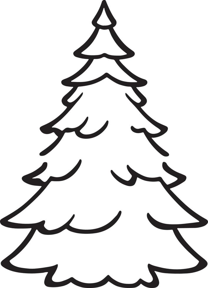 Minimalist Hand-Drawn Pine Tree Illustration in Flat Design Style vector