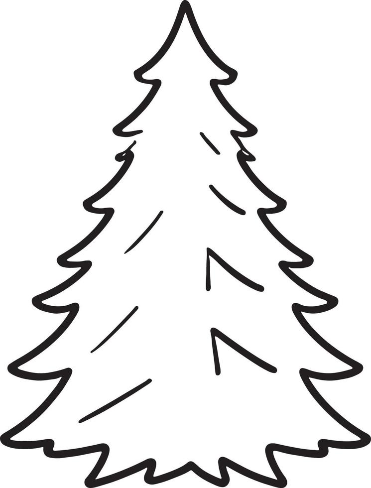 Minimalist Hand-Drawn Pine Tree Illustration in Flat Design Style vector