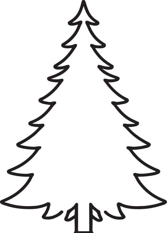 Minimalist Hand-Drawn Pine Tree Illustration in Flat Design Style vector