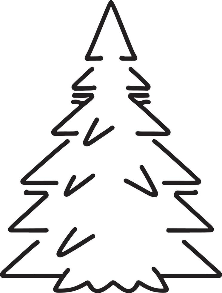 Minimalist Hand-Drawn Pine Tree Illustration in Flat Design Style vector