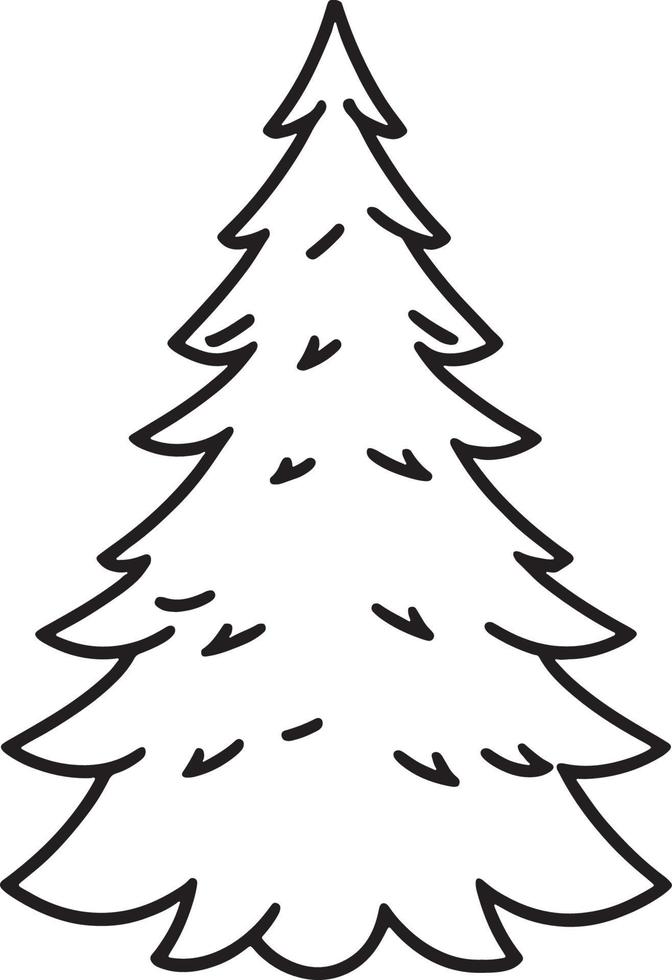 Minimalist Hand-Drawn Pine Tree Illustration in Flat Design Style vector