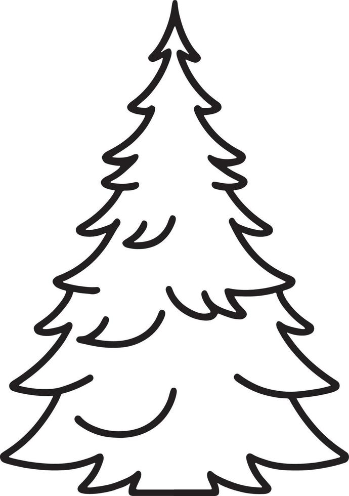 Minimalist Hand-Drawn Pine Tree Illustration in Flat Design Style vector