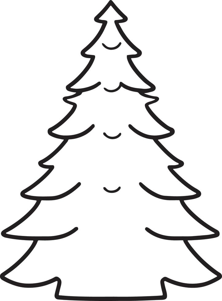 Minimalist Hand-Drawn Pine Tree Illustration in Flat Design Style vector