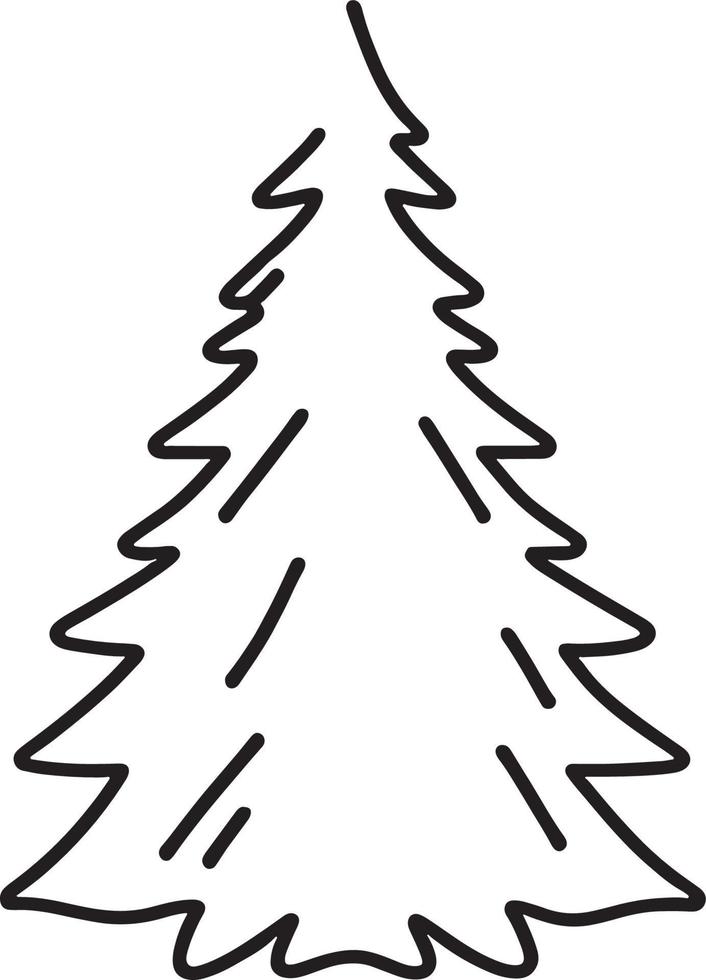 Minimalist Hand-Drawn Pine Tree Illustration in Flat Design Style vector