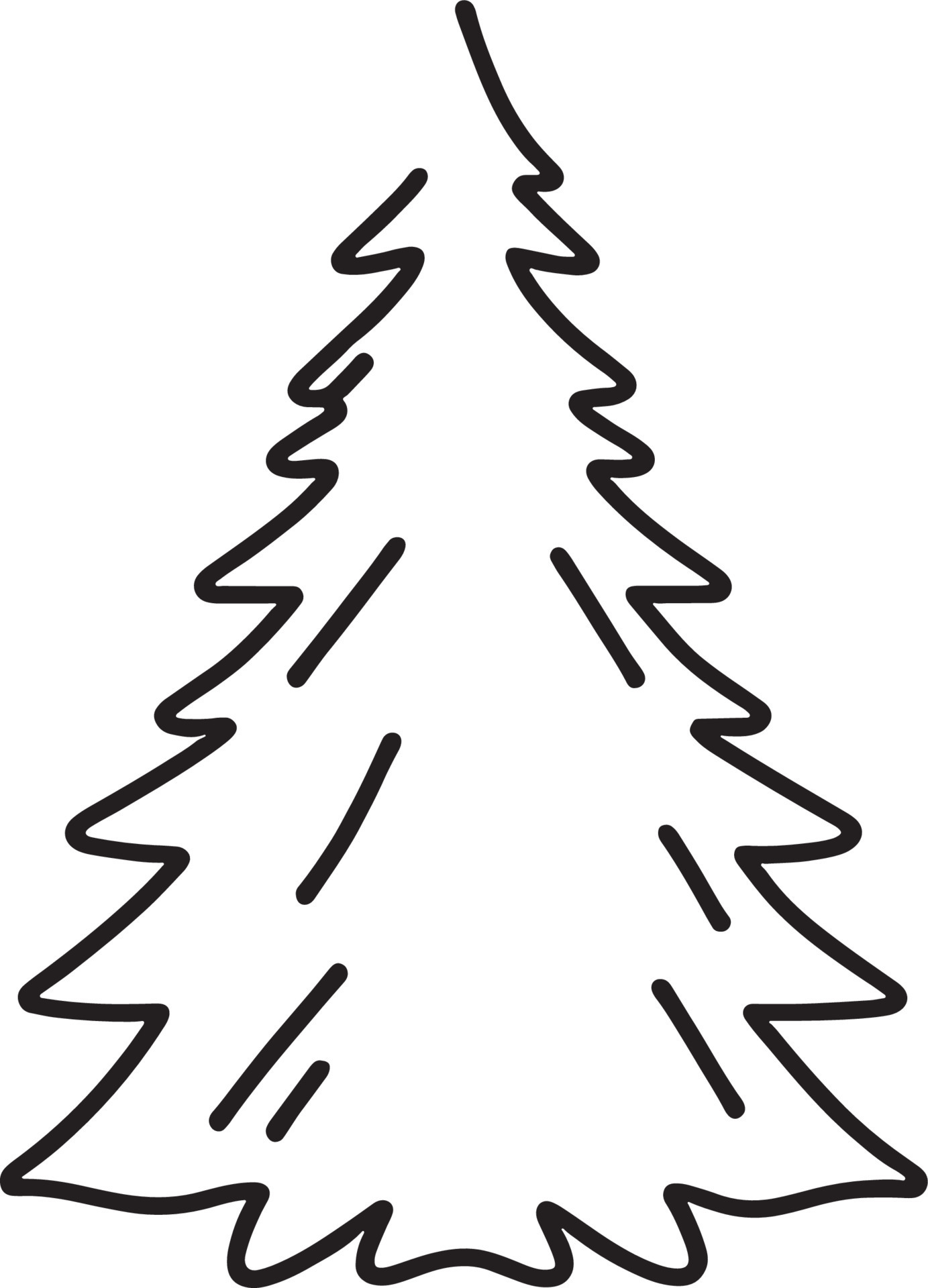Minimalist HandDrawn Pine Tree Illustration in Flat Design Style