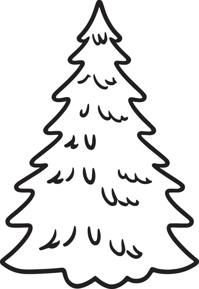 Minimalist Hand-Drawn Pine Tree Illustration in Flat Design Style vector