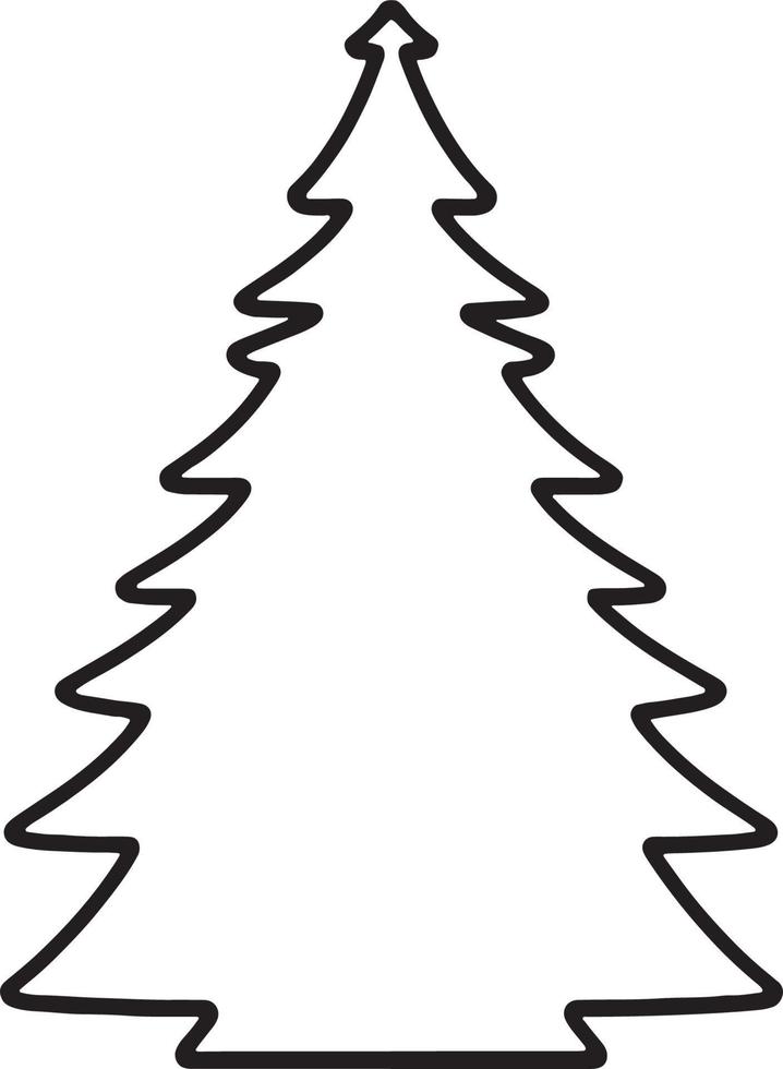 Minimalist Hand-Drawn Pine Tree Illustration in Flat Design Style vector