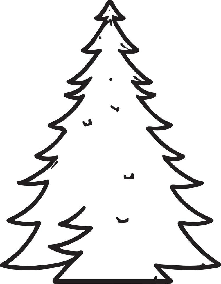 Minimalist Hand-Drawn Pine Tree Illustration in Flat Design Style vector