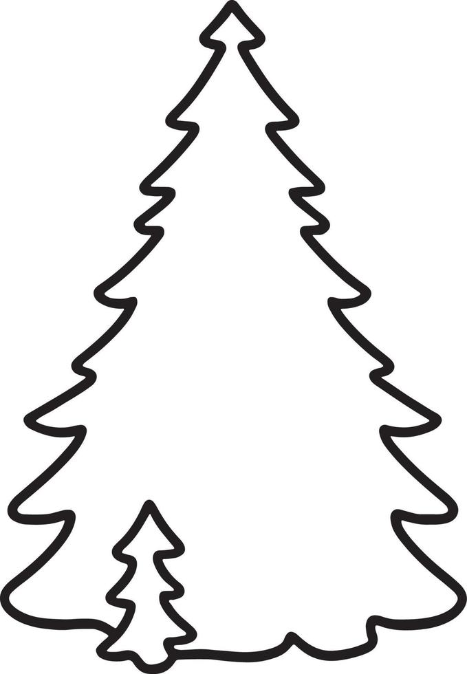 Minimalist Hand-Drawn Pine Tree Illustration in Flat Design Style vector