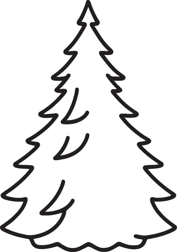 Minimalist Hand-Drawn Pine Tree Illustration in Flat Design Style vector