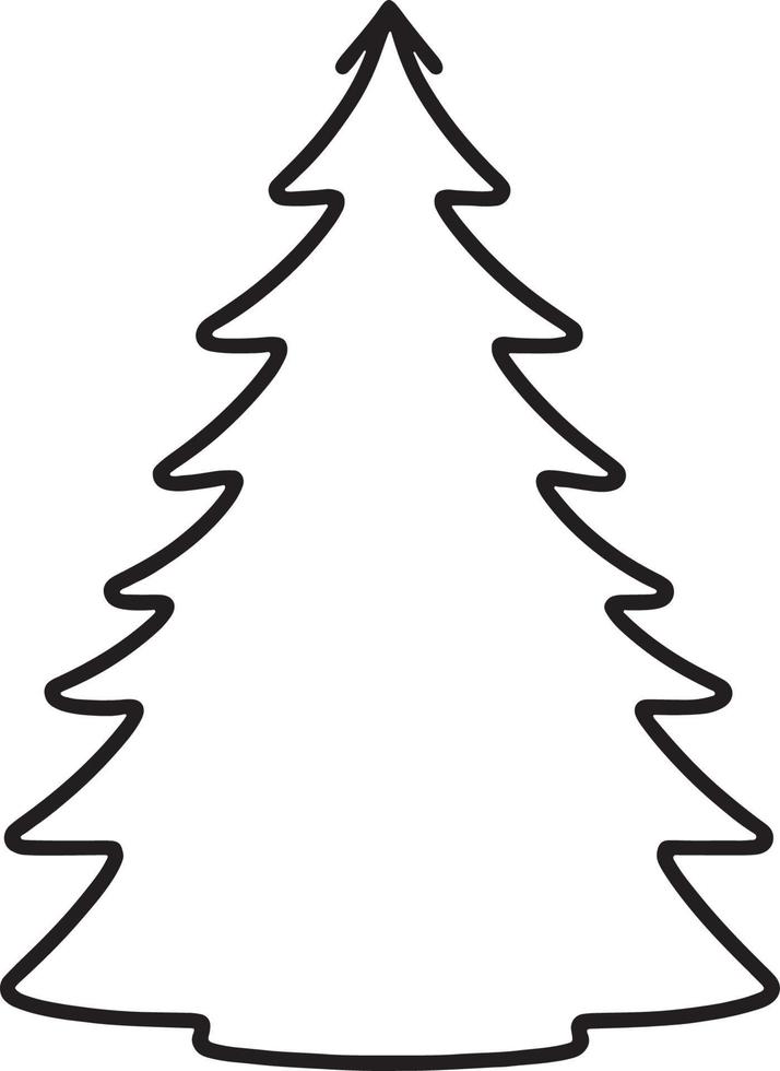 Minimalist Hand-Drawn Pine Tree Illustration in Flat Design Style vector