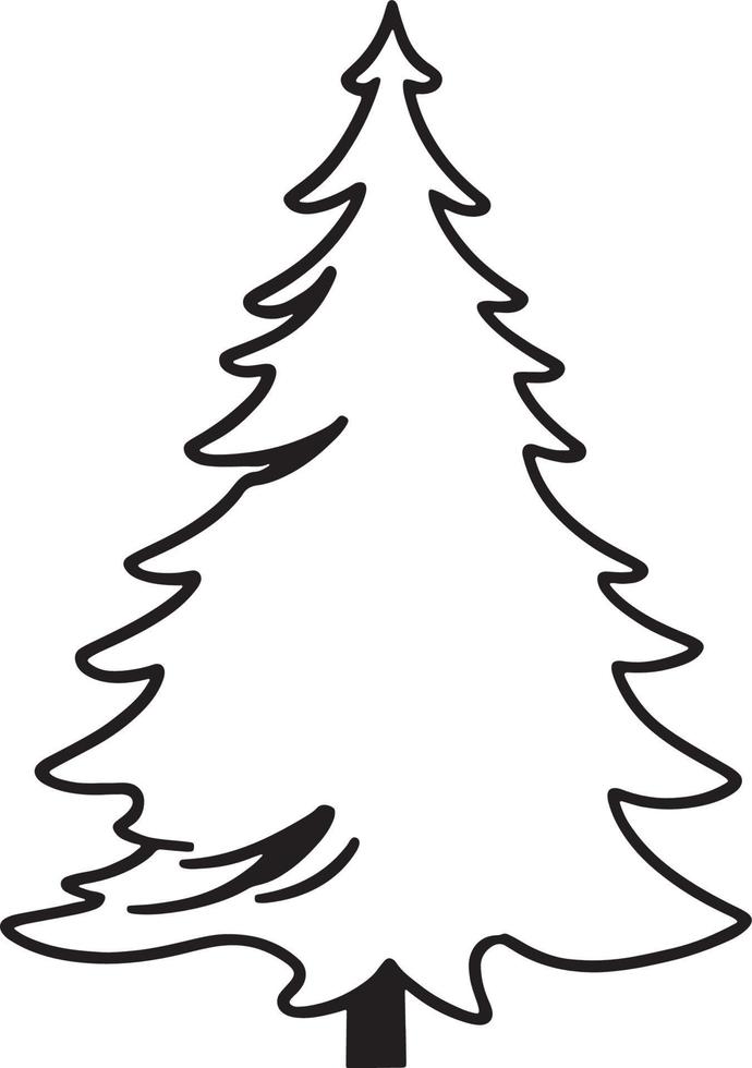 Minimalist Hand-Drawn Pine Tree Illustration in Flat Design Style vector