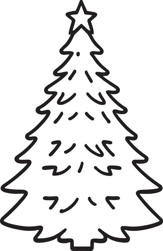 Minimalist Hand-Drawn Pine Tree Illustration in Flat Design Style vector