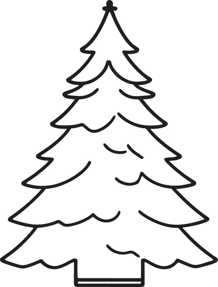 Minimalist Hand-Drawn Pine Tree Illustration in Flat Design Style vector