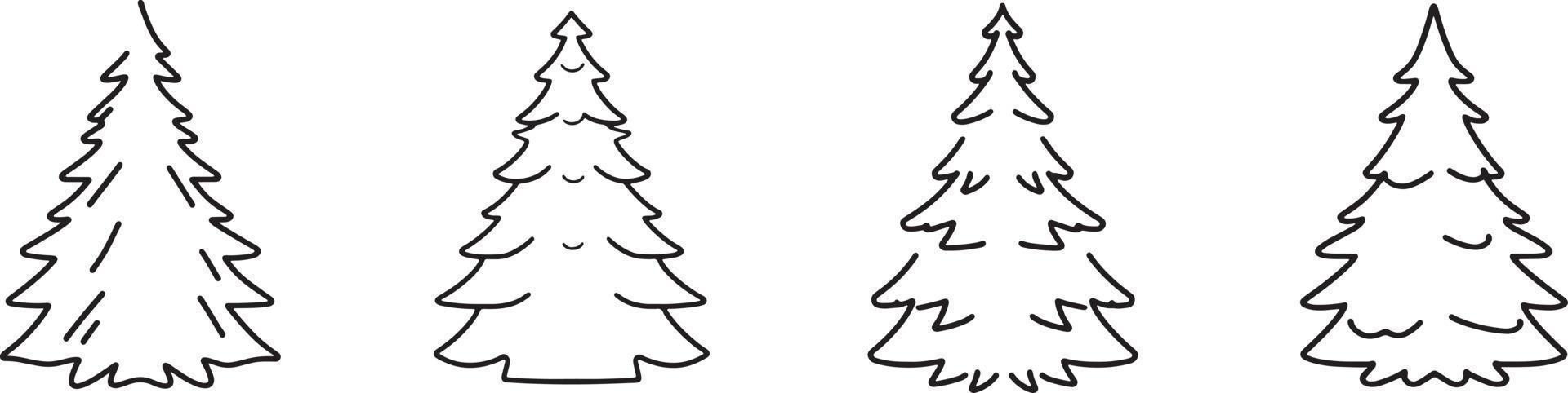 Minimalist Hand-Drawn Pine Tree Illustration in Flat Design Style vector
